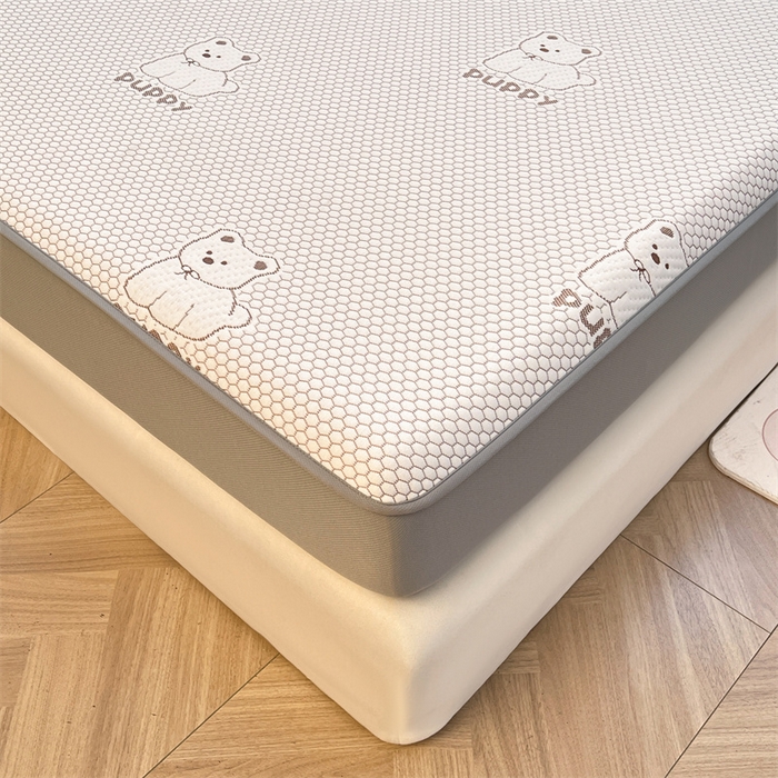 91家纺网 家纺一手货源 找家纺 喜居 2025新款A类凉感豆豆席床笠款 冰小汪-咖