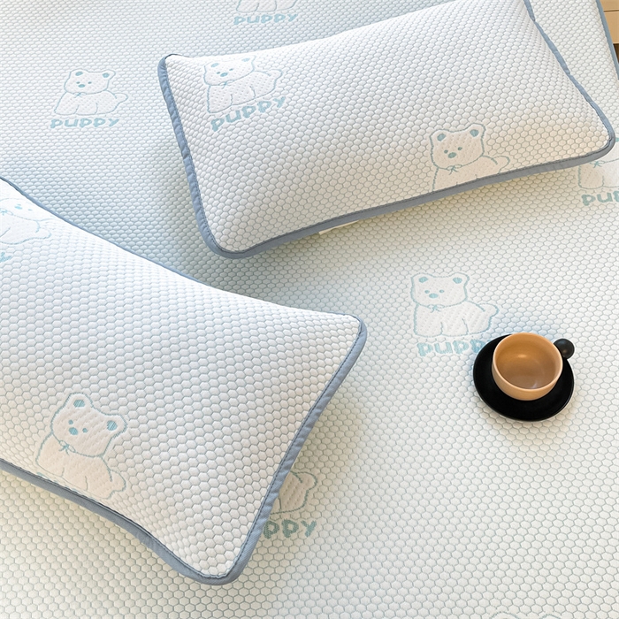 91家纺网 家纺一手货源 找家纺 喜居 2025新款A类凉感豆豆席床笠款 冰小汪-蓝