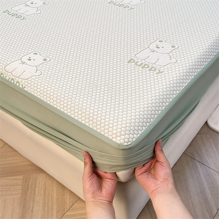 91家纺网 家纺一手货源 找家纺 喜居 2025新款A类凉感豆豆席床笠款 冰小汪-绿