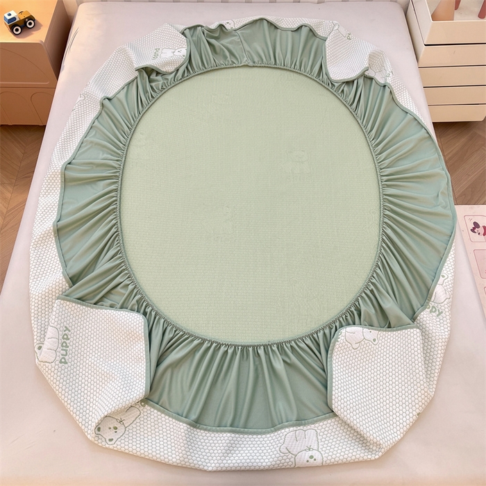 91家纺网 家纺一手货源 找家纺 喜居 2025新款A类凉感豆豆席床笠款 冰小汪-绿