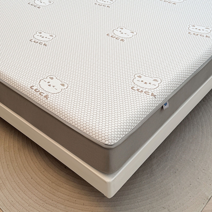 91家纺网 家纺一手货源 找家纺 喜居 2025新款A类凉感豆豆席床笠款 luck小冰熊-咖