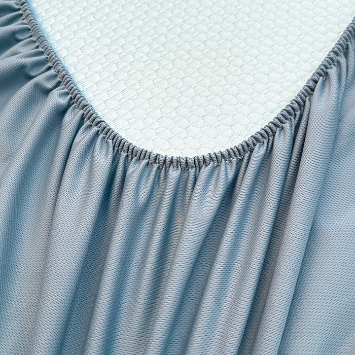 91家纺网 家纺一手货源 找家纺 喜居 2025新款A类凉感豆豆席床笠款 luck小冰熊-蓝