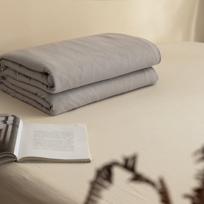 91家纺网 家纺一手货源 找家纺 蚕阿婆 2025新款纯棉双层纱蚕丝被蚕丝空调夏凉被 灰色