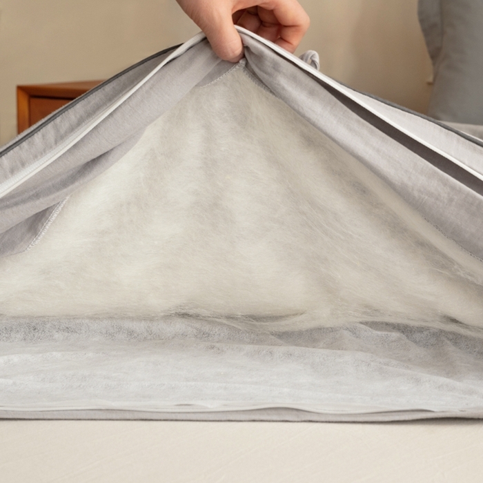 91家纺网 家纺一手货源 找家纺 蚕阿婆 2025新款纯棉双层纱蚕丝被蚕丝空调夏凉被 灰色