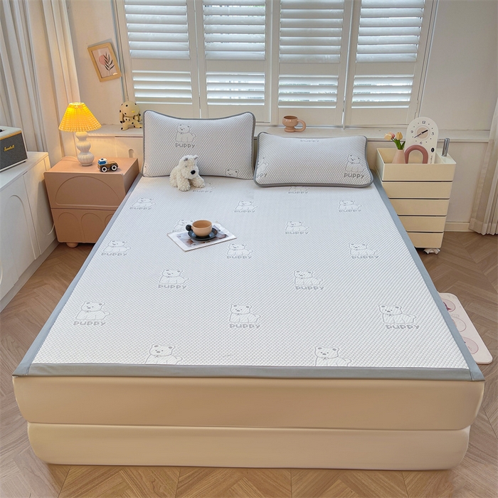 91家纺网 家纺一手货源 找家纺 喜居 2025新款A类凉感豆豆平席款-冰小汪系列 冰小汪-灰 平席款