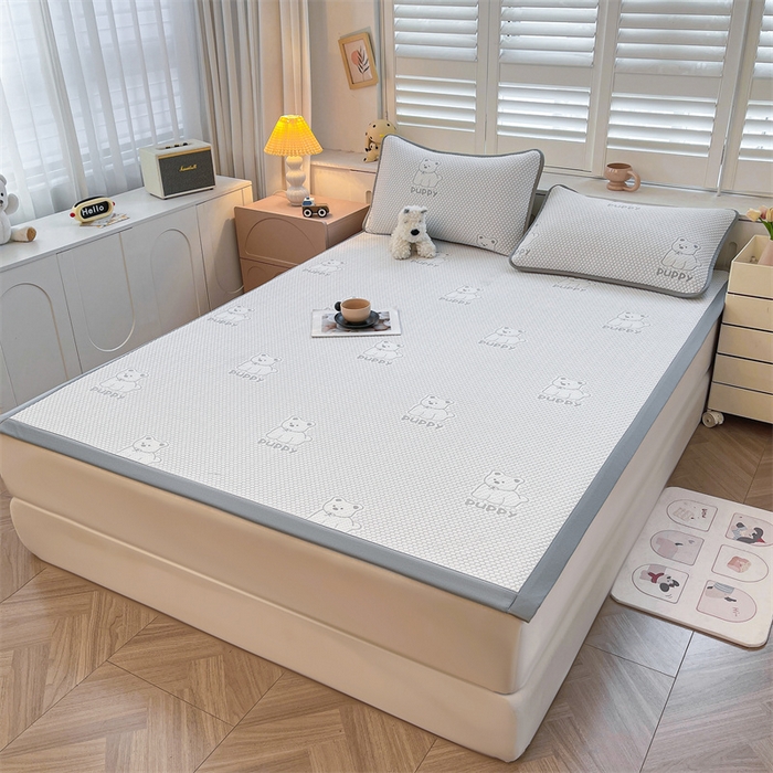 91家纺网 家纺一手货源 找家纺 喜居 2025新款A类凉感豆豆平席款-冰小汪系列 冰小汪-灰 平席款