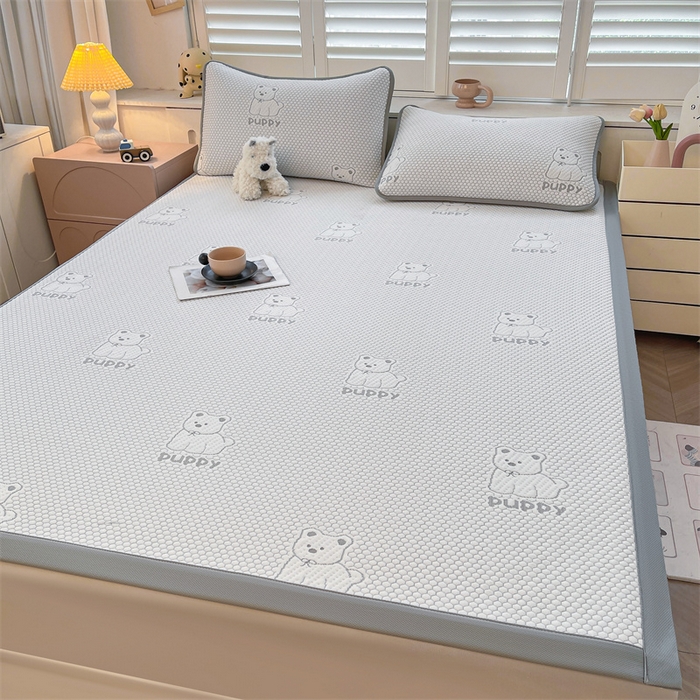 91家纺网 家纺一手货源 找家纺 喜居 2025新款A类凉感豆豆平席款-冰小汪系列 冰小汪-灰 平席款