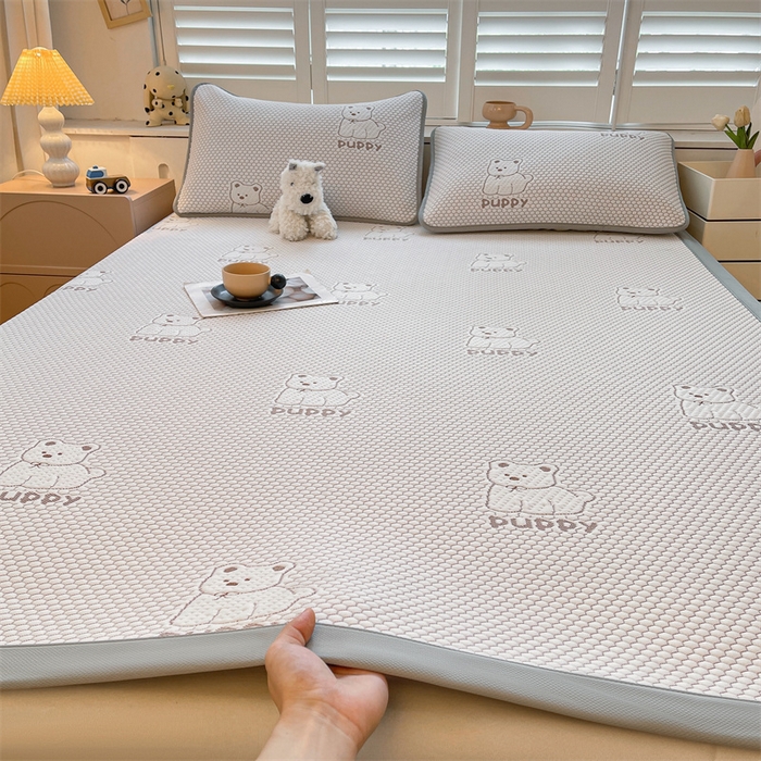 91家纺网 家纺一手货源 找家纺 喜居 2025新款A类凉感豆豆平席款-冰小汪系列 冰小汪-咖 平席款