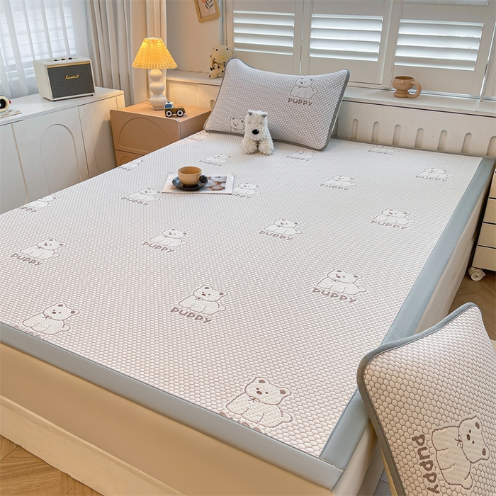 91家纺网 家纺一手货源 找家纺 喜居 2025新款A类凉感豆豆平席款-冰小汪系列 冰小汪-咖 平席款