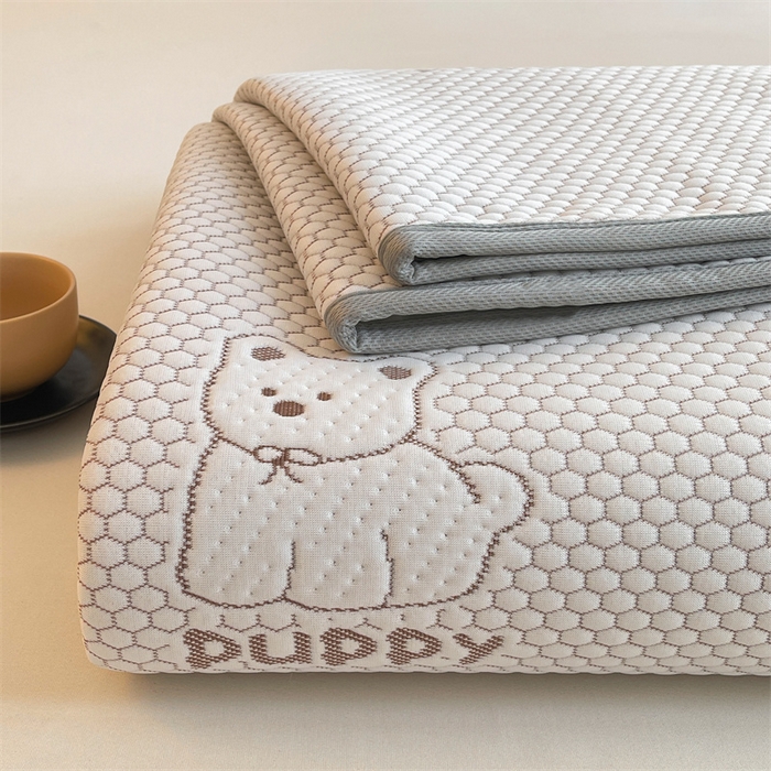 91家纺网 家纺一手货源 找家纺 喜居 2025新款A类凉感豆豆平席款-冰小汪系列 冰小汪-咖 平席款