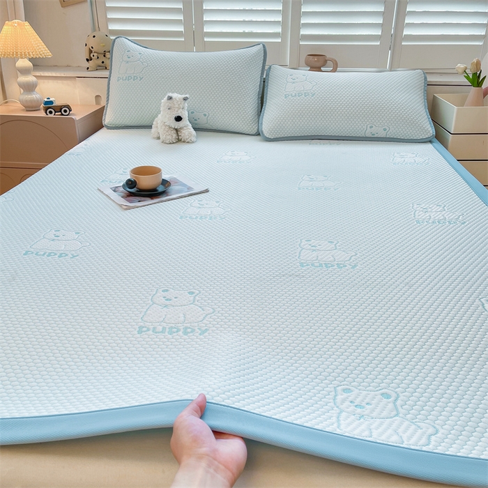 91家纺网 家纺一手货源 找家纺 喜居 2025新款A类凉感豆豆平席款-冰小汪系列 冰小汪-蓝 平席款