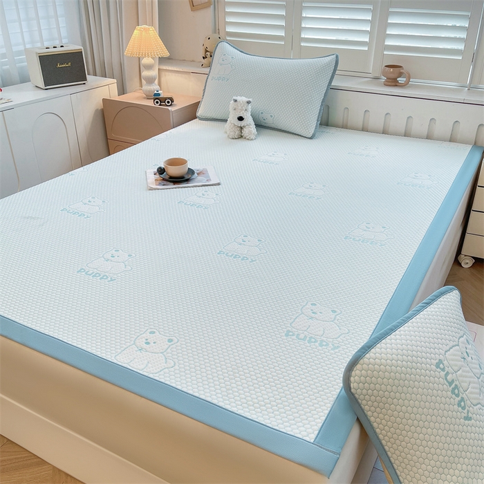 91家纺网 家纺一手货源 找家纺 喜居 2025新款A类凉感豆豆平席款-冰小汪系列 冰小汪-蓝 平席款