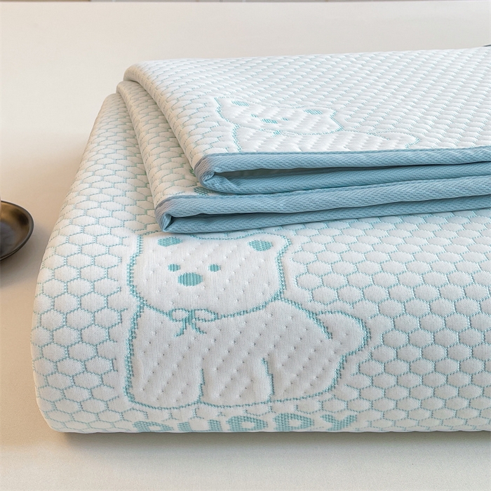 91家纺网 家纺一手货源 找家纺 喜居 2025新款A类凉感豆豆平席款-冰小汪系列 冰小汪-蓝 平席款