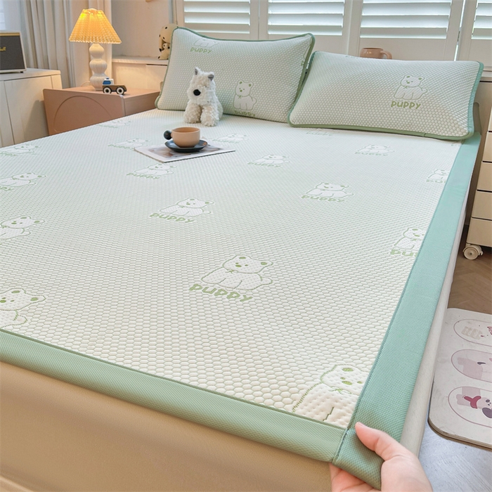 91家纺网 家纺一手货源 找家纺 喜居 2025新款A类凉感豆豆平席款-冰小汪系列 冰小汪-绿 平席款