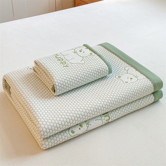 91家纺网 家纺一手货源 找家纺 喜居 2025新款A类凉感豆豆平席款-冰小汪系列 冰小汪-绿 平席款