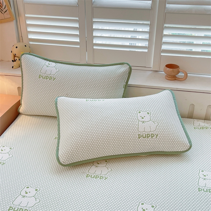 91家纺网 家纺一手货源 找家纺 喜居 2025新款A类凉感豆豆平席款-冰小汪系列 冰小汪-绿 平席款