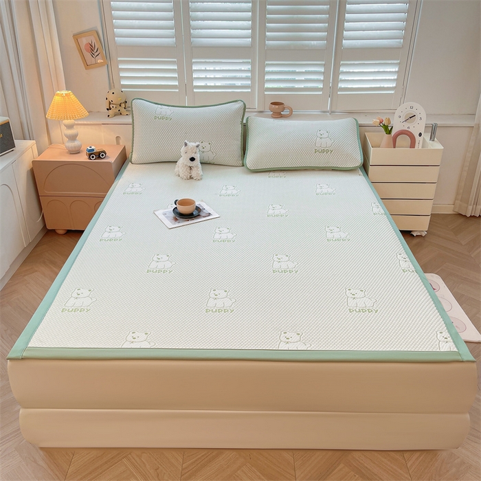 91家纺网 家纺一手货源 找家纺 喜居 2025新款A类凉感豆豆平席款-冰小汪系列 冰小汪-绿 平席款