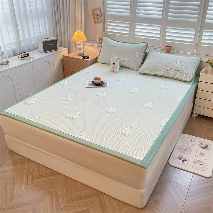 91家纺网 家纺一手货源 找家纺 喜居 2025新款A类凉感豆豆平席款-冰小汪系列 冰小汪-绿 平席款