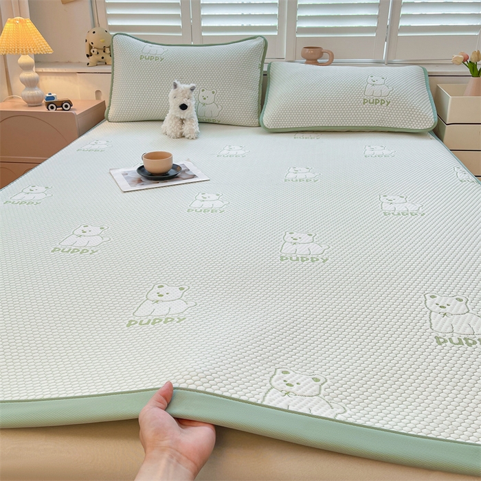 91家纺网 家纺一手货源 找家纺 喜居 2025新款A类凉感豆豆平席款-冰小汪系列 冰小汪-绿 平席款