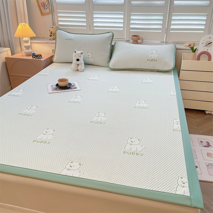 91家纺网 家纺一手货源 找家纺 喜居 2025新款A类凉感豆豆平席款-冰小汪系列 冰小汪-绿 平席款