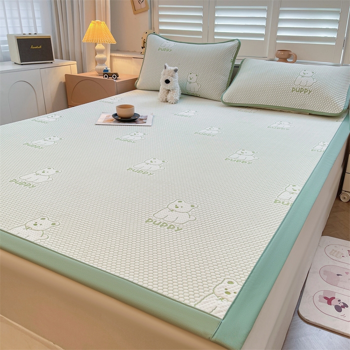 91家纺网 家纺一手货源 找家纺 喜居 2025新款A类凉感豆豆平席款-冰小汪系列 冰小汪-绿 平席款