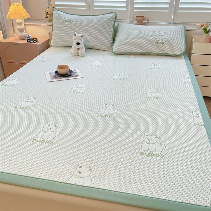 91家纺网 家纺一手货源 找家纺 喜居 2025新款A类凉感豆豆平席款-冰小汪系列 冰小汪-绿 平席款