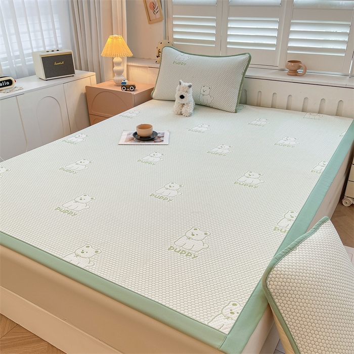 91家纺网 家纺一手货源 找家纺 喜居 2025新款A类凉感豆豆平席款-冰小汪系列 冰小汪-绿 平席款