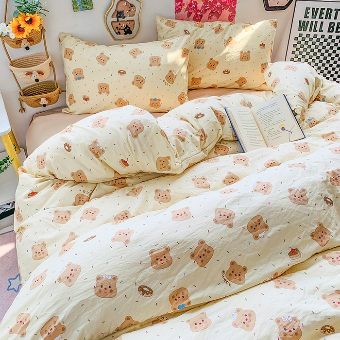 91家纺网 家纺一手货源 找家纺 （总）森璐家纺 2025新款艾特你印花水洗棉床单床笠四件套