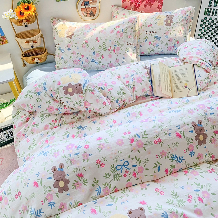 91家纺网 家纺一手货源 找家纺 （总）森璐家纺 2025新款艾特你印花水洗棉床单床笠四件套