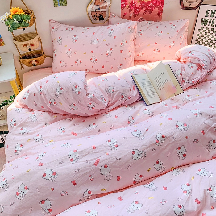 91家纺网 家纺一手货源 找家纺 （总）森璐家纺 2025新款艾特你印花水洗棉床单床笠四件套