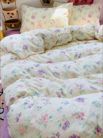 91家纺网 家纺一手货源 找家纺 （总）森璐家纺 2025新款艾特你印花水洗棉床单床笠四件套