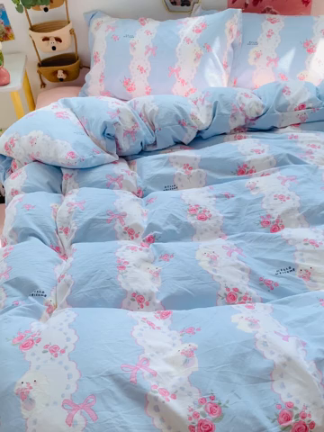 91家纺网 家纺一手货源 找家纺 （总）森璐家纺 2025新款艾特你印花水洗棉床单床笠四件套