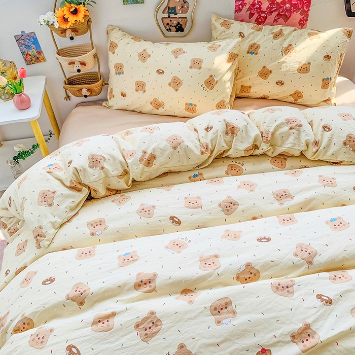 91家纺网 家纺一手货源 找家纺 （总）森璐家纺 2025新款艾特你印花水洗棉床单床笠四件套