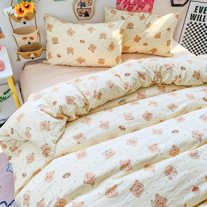 91家纺网 家纺一手货源 找家纺 （总）森璐家纺 2025新款艾特你印花水洗棉床单床笠四件套