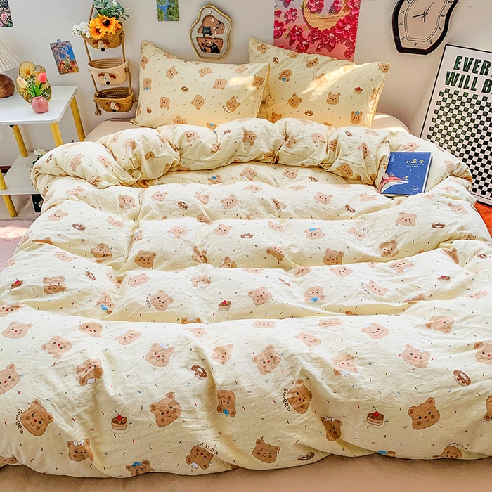 91家纺网 家纺一手货源 找家纺 （总）森璐家纺 2025新款艾特你印花水洗棉床单床笠四件套