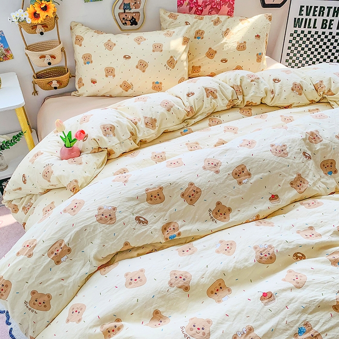 91家纺网 家纺一手货源 找家纺 （总）森璐家纺 2025新款艾特你印花水洗棉床单床笠四件套