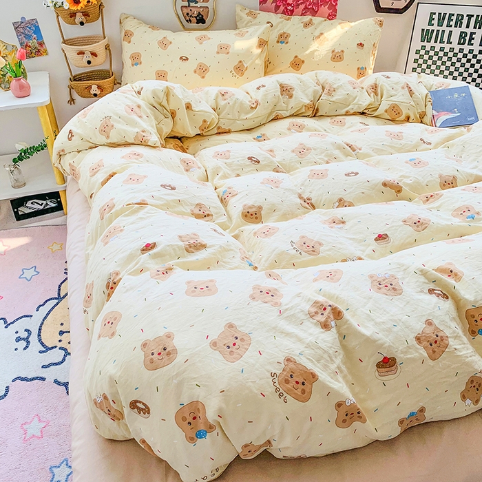 91家纺网 家纺一手货源 找家纺 （总）森璐家纺 2025新款艾特你印花水洗棉床单床笠四件套