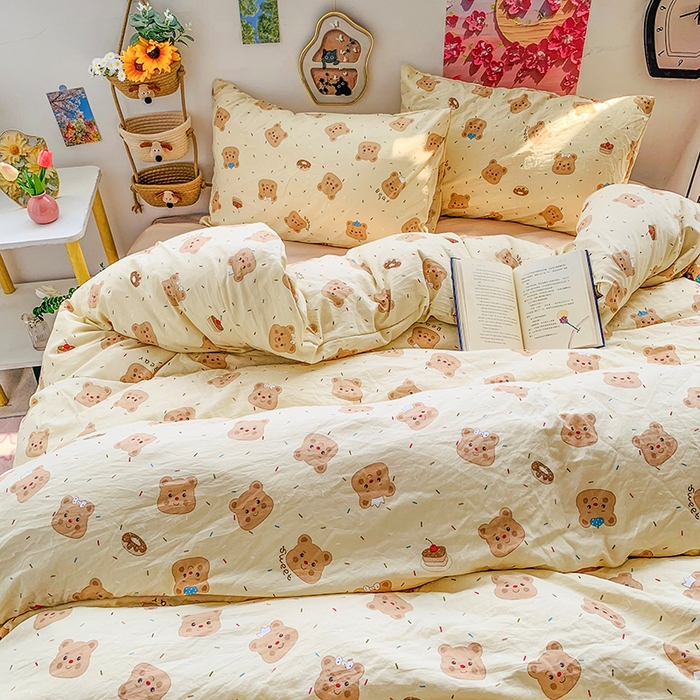 91家纺网 家纺一手货源 找家纺 （总）森璐家纺 2025新款艾特你印花水洗棉床单床笠四件套