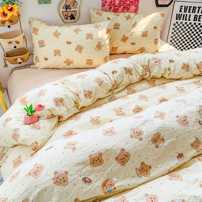 91家纺网 家纺一手货源 找家纺 （总）森璐家纺 2025新款艾特你印花水洗棉床单床笠四件套