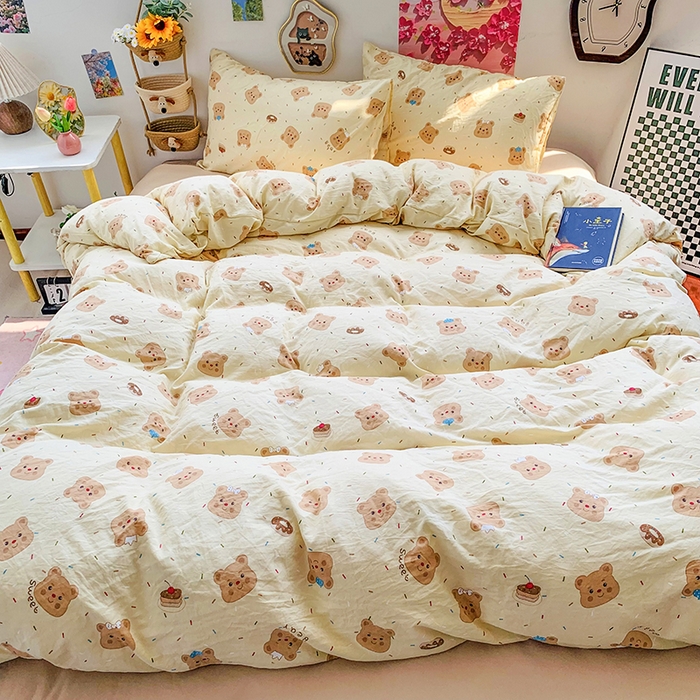 91家纺网 家纺一手货源 找家纺 （总）森璐家纺 2025新款艾特你印花水洗棉床单床笠四件套