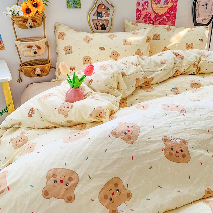 91家纺网 家纺一手货源 找家纺 （总）森璐家纺 2025新款艾特你印花水洗棉床单床笠四件套