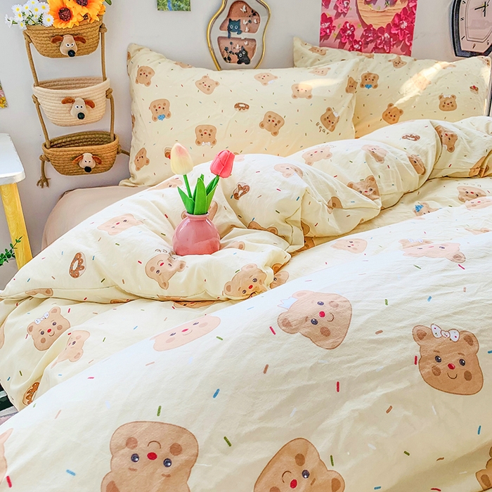 91家纺网 家纺一手货源 找家纺 （总）森璐家纺 2025新款艾特你印花水洗棉床单床笠四件套