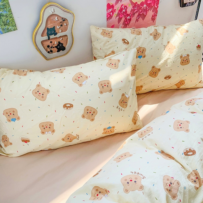 91家纺网 家纺一手货源 找家纺 （总）森璐家纺 2025新款艾特你印花水洗棉床单床笠四件套