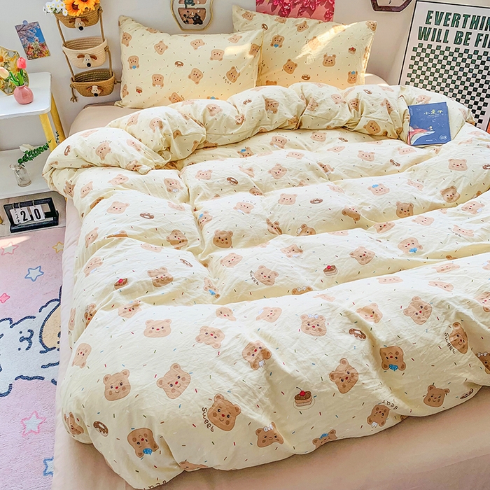 91家纺网 家纺一手货源 找家纺 （总）森璐家纺 2025新款艾特你印花水洗棉床单床笠四件套