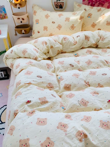 91家纺网 家纺一手货源 找家纺 （总）森璐家纺 2025新款艾特你印花水洗棉床单床笠四件套