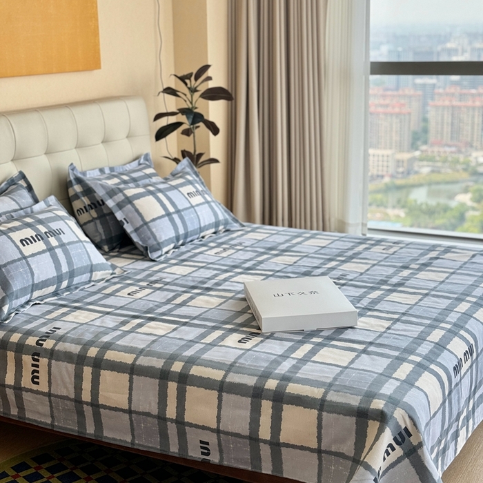 91家纺网 家纺一手货源 找家纺 2025新款老粗布系列单品套件 灰格Miu