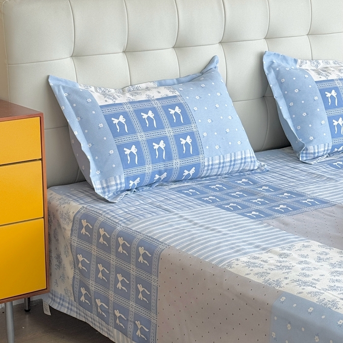 91家纺网 家纺一手货源 找家纺 2025新款老粗布系列单品套件 蓝风铃