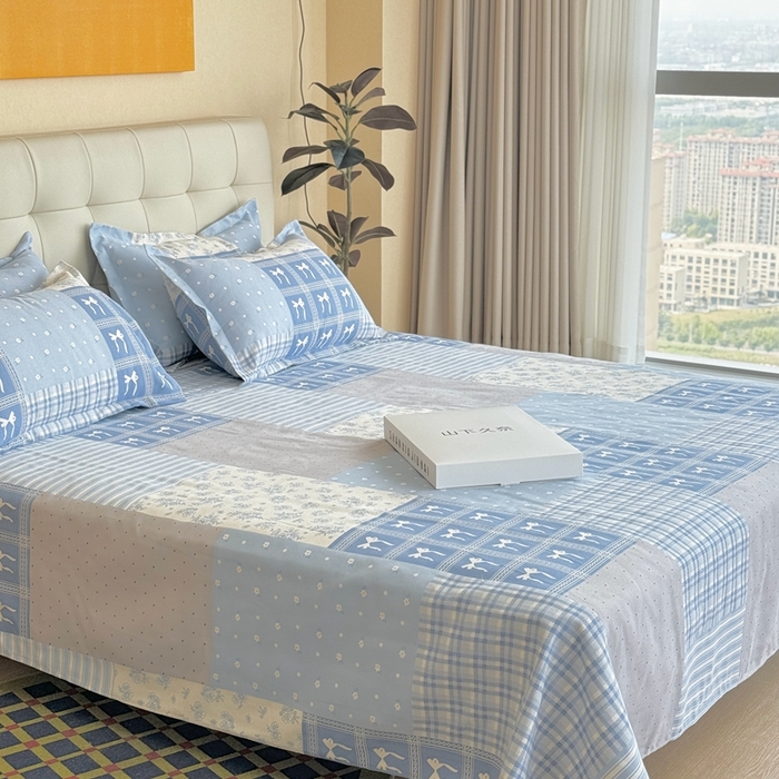 91家纺网 家纺一手货源 找家纺 2025新款老粗布系列单品套件 蓝风铃