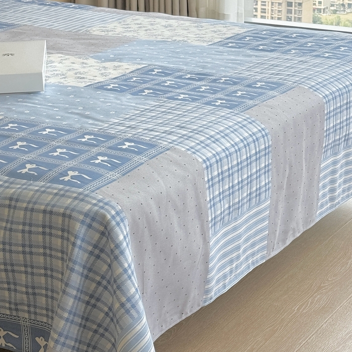 91家纺网 家纺一手货源 找家纺 2025新款老粗布系列单品套件 蓝风铃