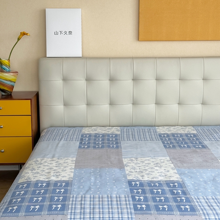 91家纺网 家纺一手货源 找家纺 2025新款老粗布系列单品套件 蓝风铃